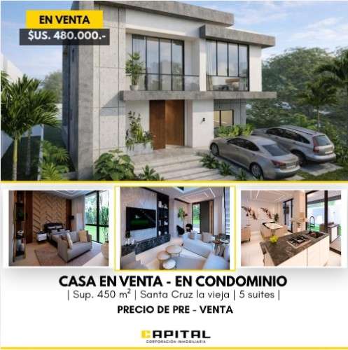 Amplia casa en venta de 5 suites en condominio santa cruz la vieja778592759