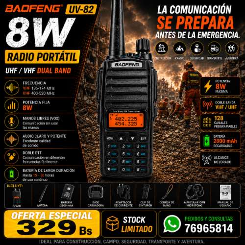 Baofeng uv-82 original 8w | radio portátil vhf/uhf | nuevo | oferta especial1908411885