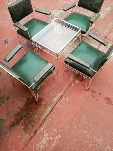 Juego de patio/terraza - mesa y 4 sillas de hierro forjado2138879857