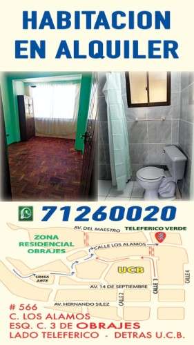 Habitacion en alquiler obrajes106733339