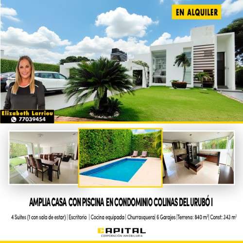 Casa con piscina en alquiler en condominio colinas del urubo i311516847