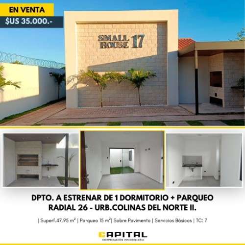 Departamento de 1 dormitorio con parqueo en condominio al norte1545254832