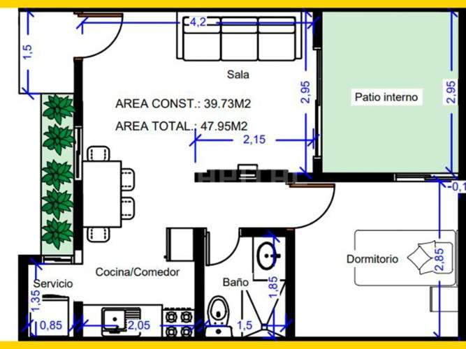 Departamento de 1 dormitorio con parqueo en condominio al norte1545254832