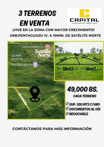 3 terrenos en venta zona norte de santa cruz municipio de warnes.888595152