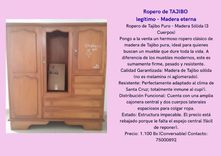Venta de ropero de tajibo674426798