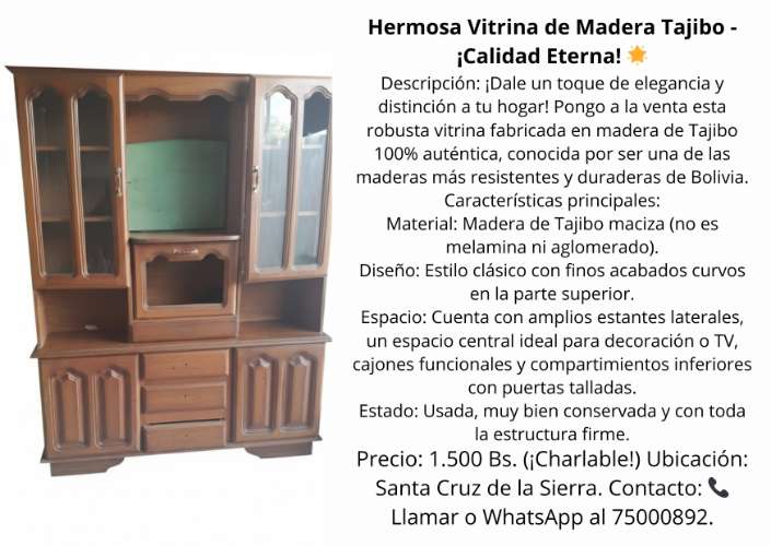 Venta de vitrina de tajibo1721058868