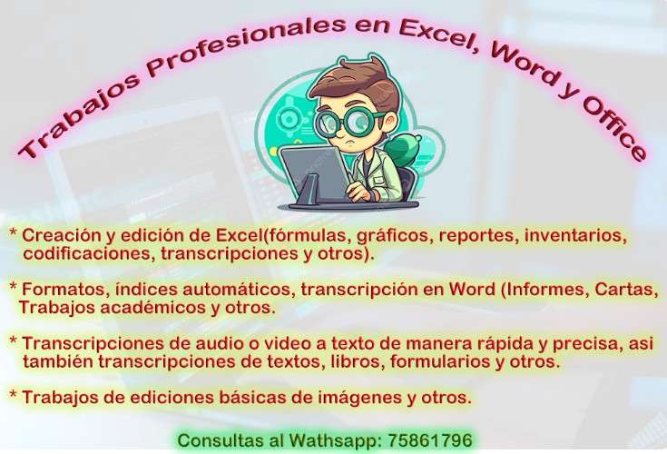 Se realizan trabajos en word y excel , power point y photoshop508128405