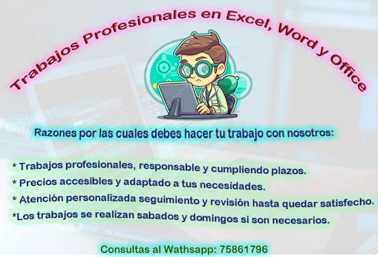Se realizan trabajos en word y excel , power point y photoshop508128405