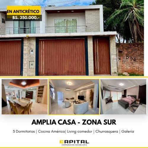 Amplia casa en anticrético 6to anillo - zona sur78909415
