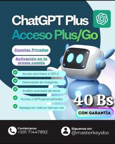 Chat gpt plus por un 1 mes tu propia cuenta 427916696