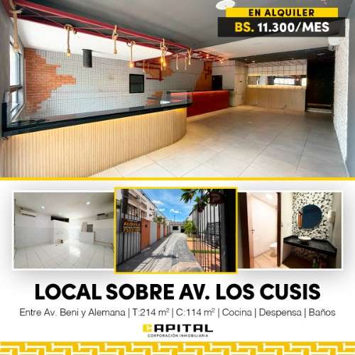 Local comercial en alquiler sobre av. los cusis, zona norte58511870