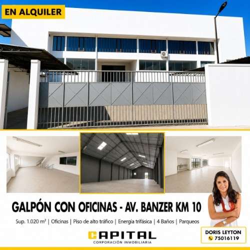  ¡galpón en alquiler sobre av. banzer km 10!1842815518