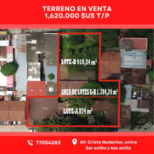 Terreno en venta  zona norte cristo redentor 1676511906
