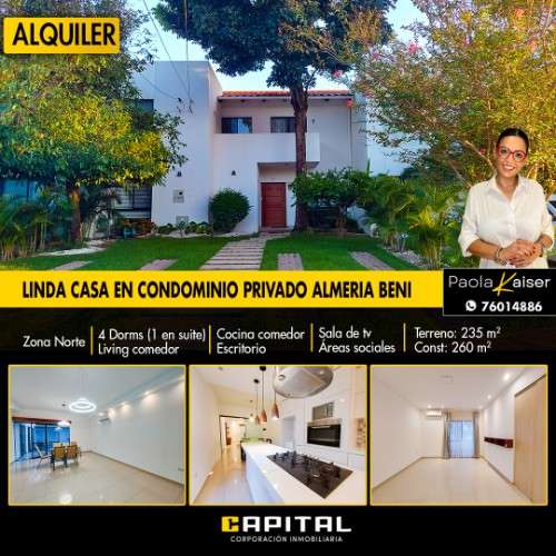 Casa en alquiler zona norte condominio almeria beni943049165