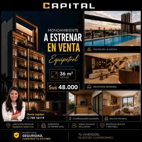 Monoambiente a estrenar en venta en equipetrol1445675986