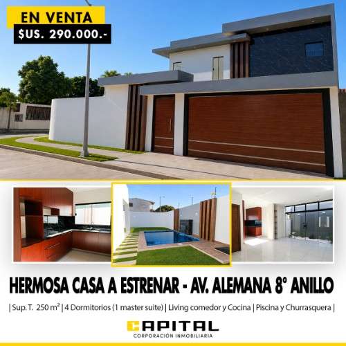Ampia casa en venta de 4 suites zona alemana y octavo anillo1494047266