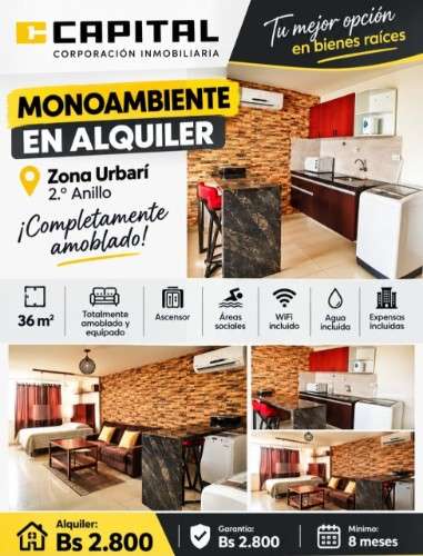  monoambiente amoblado en alquiler – urbarí629322593
