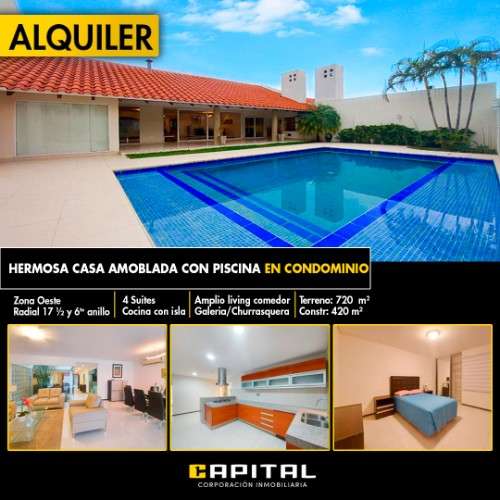 Casa amoblada en condominio zona oeste1915399283