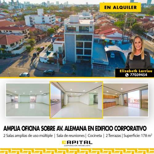 Amplia oficina en alquiler en edificio corporativo sobre avenida alemana 3er y 4to anillo2047723297