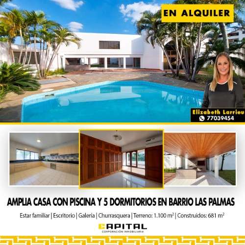 Casa con piscina y 5 dormitorios en alquiler en el barrio las palmas1787814483