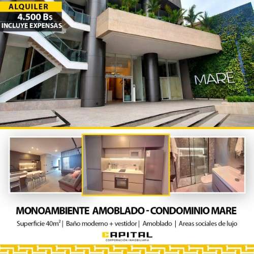 Monoambiente amoblado en alquiler | equipetrol – condominio mare821633650