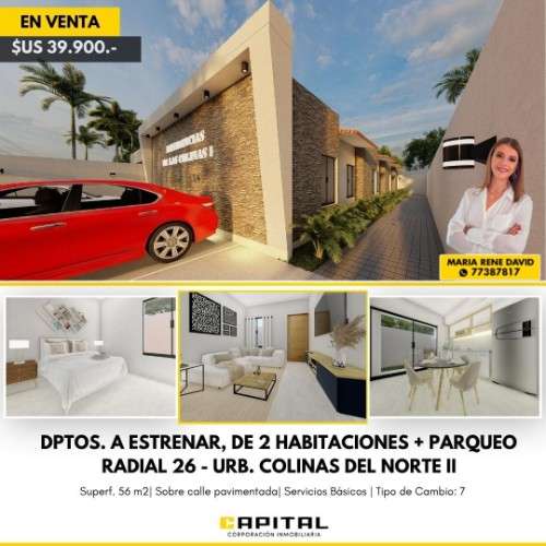 Departamento a estrenar en venta + parqueo en urbanizacion colinas del norte ii406644339