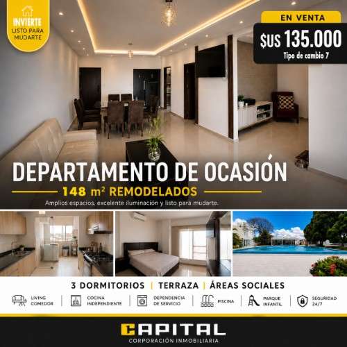 Ocasion vendo!!! departamento remodelado a tc bs 72099705348