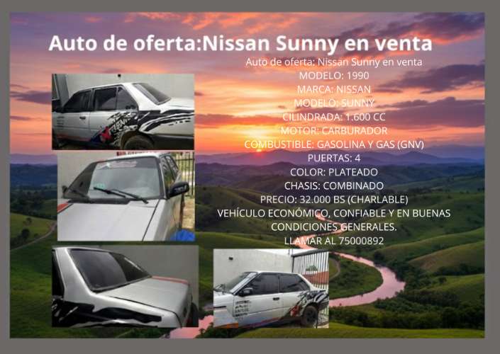 Venta de auto nissan sunny1859250548