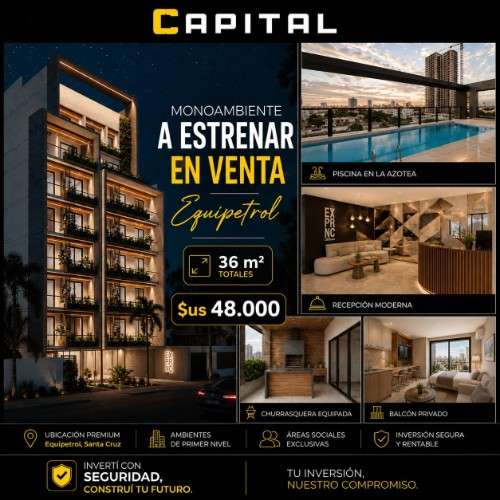 Monoambiente en venta zona equipetrol166247377
