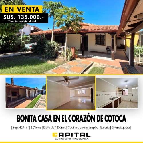 Amplia casa en venta en el corazon de cotoca pago en bs1273459829