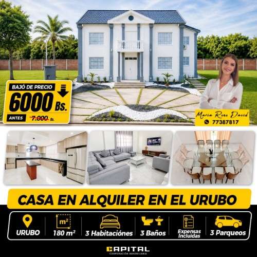 Casa amoblada en alquiler – condominio palmas del urubo iii1458036603