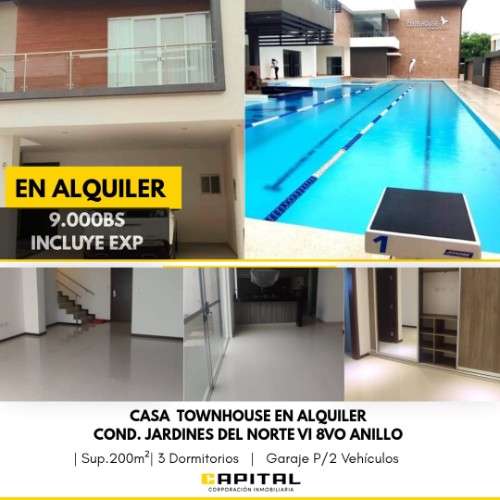 Casa en alquiler de 3 suites en condominio jardines del norte 6853070372