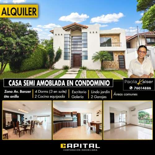 Casa semi amoblada en alquiler, condominio ciudad jardín182959532