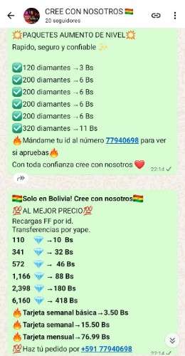 Recargas ff bolivia??899123130