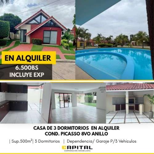 Amplia casa en alquiler en condominio picasso21993476