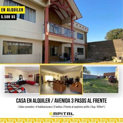 Casa en alquiler en zona av 3 pasos al frente1023971876