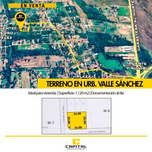 Vendo terreno de 1200 m2 en valle sanchez955372167
