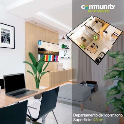 Departamento de 1 dormitorio en venta en zona norte y 5to anillo910024645