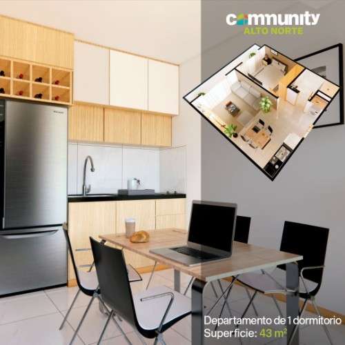 Departamento de 1 dormitorio en venta en zona norte y 5to anillo910024645