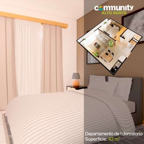 Departamento de 1 dormitorio en venta en zona norte y 5to anillo910024645