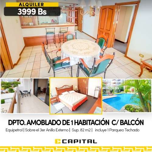 Departamento amoblado en alquiler en equipetrol585240445