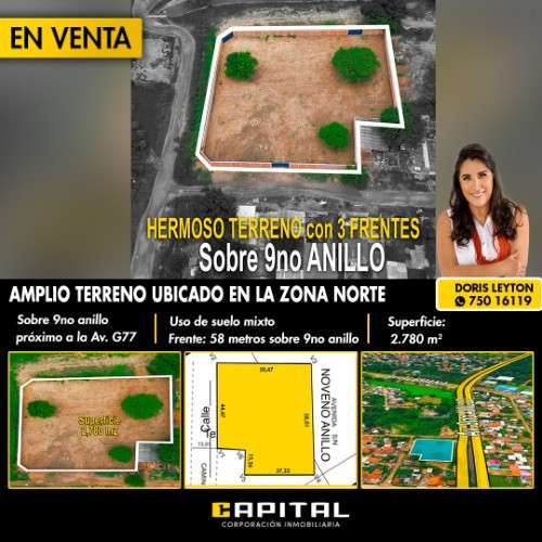 Terreno en venta z/norte sobre 9no anillo (proximo a g77)204903655