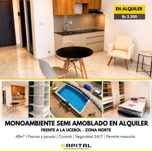 Monoambiente en alquiler, condominio nature -1326454644