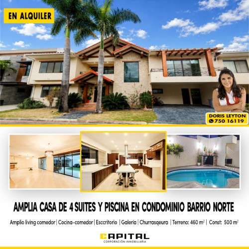 En condominio barrio norte – alquilo amplia casa de 4 suites565837367