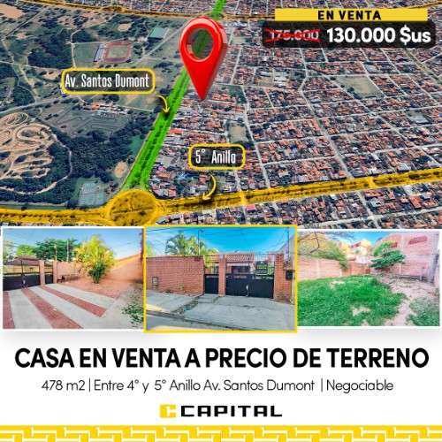 Casa en venta a precio de terreno – zona sur, av. santos dumont965957580