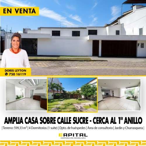 Amplia casa en venta sobre calle sucre – a una cuadra del 1er anillo896158414
