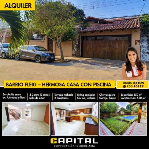 Barrio fleig – hermosa casa con piscina en alquiler70568599