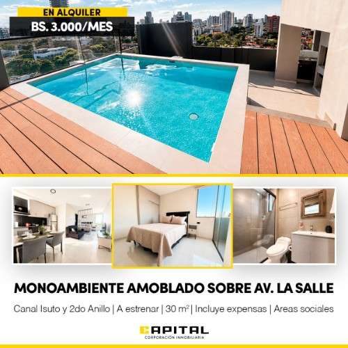 Monoambiente amoblado en alquiler sobre av. la salle368468931