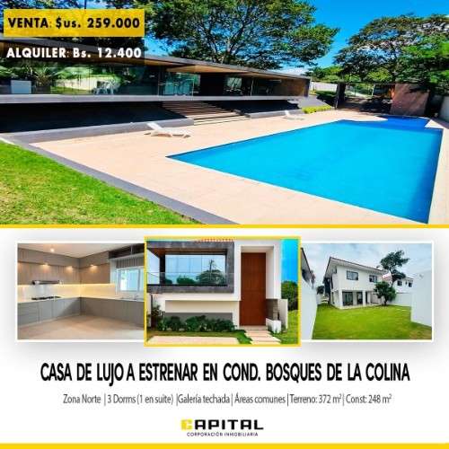 Amplia casa en alquiler o venta en condominio bosque de la colina350106230