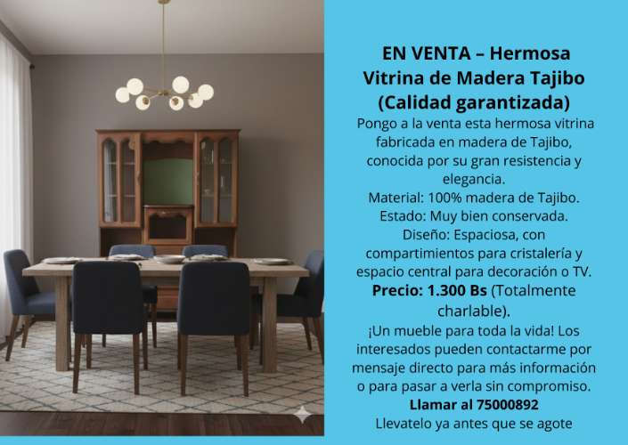 Venta de vitrina de tajibo1347069315